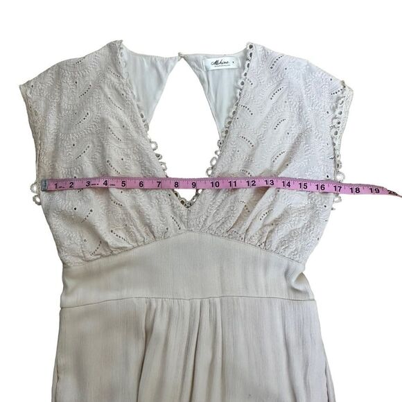 Mahina ~ Ivory Jumpsuit~lightweight gauze like fabric~broidered bodice ~ size M - Picture 10 of 14